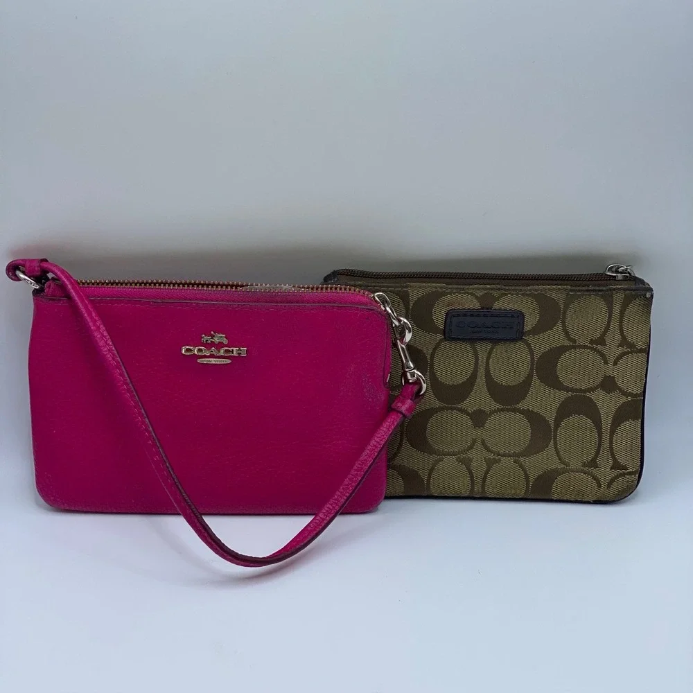 Y2K COACH Bundle - Pink & Brown Mini Bags Wristlets Signature Leather Canvas Set